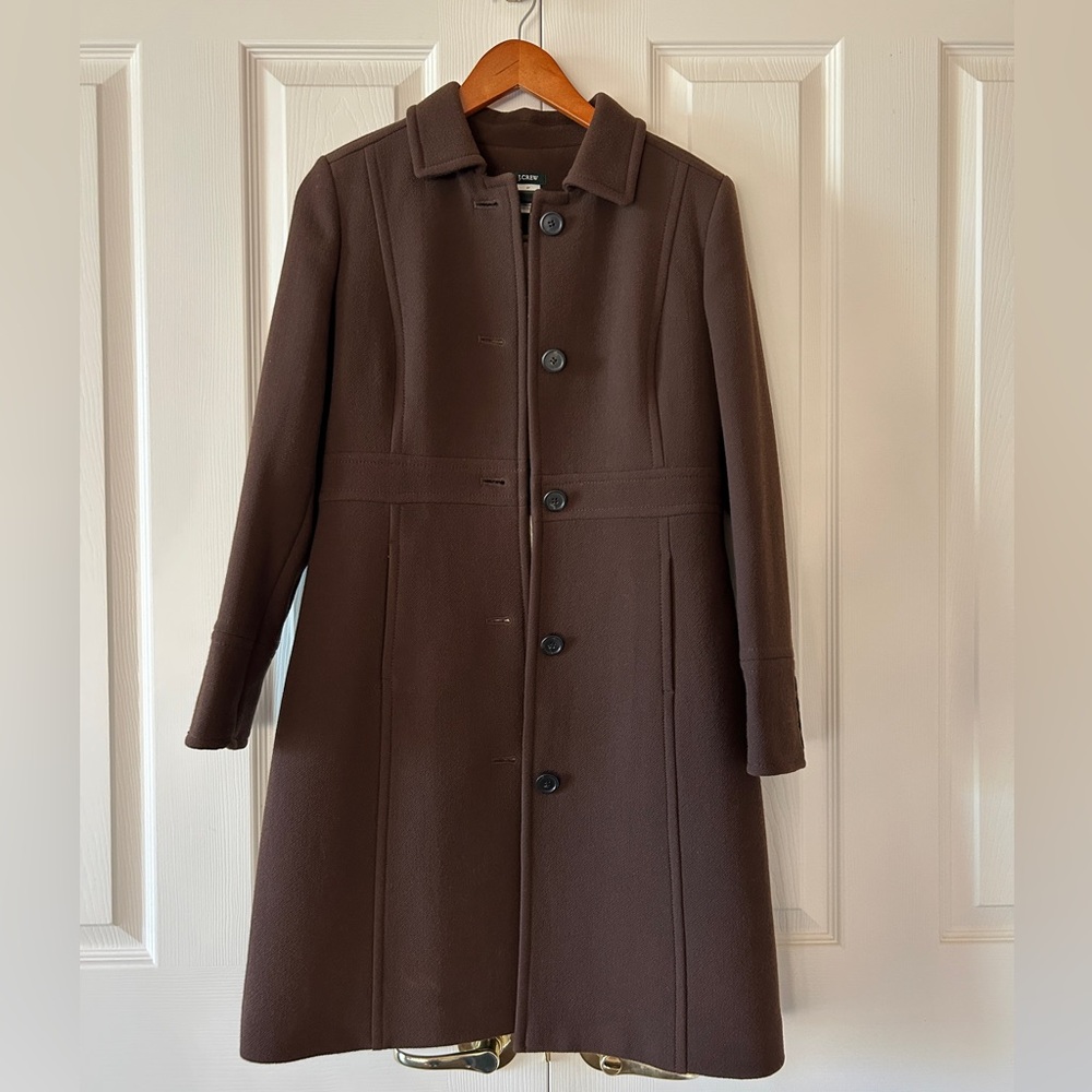 J. Crew Chocolate Brown Italian Wool Coat